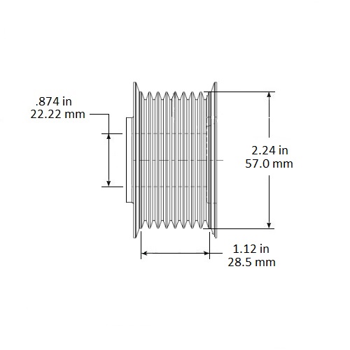 10499362 Part PULLEY - 8 GROOVE - 57MM OD