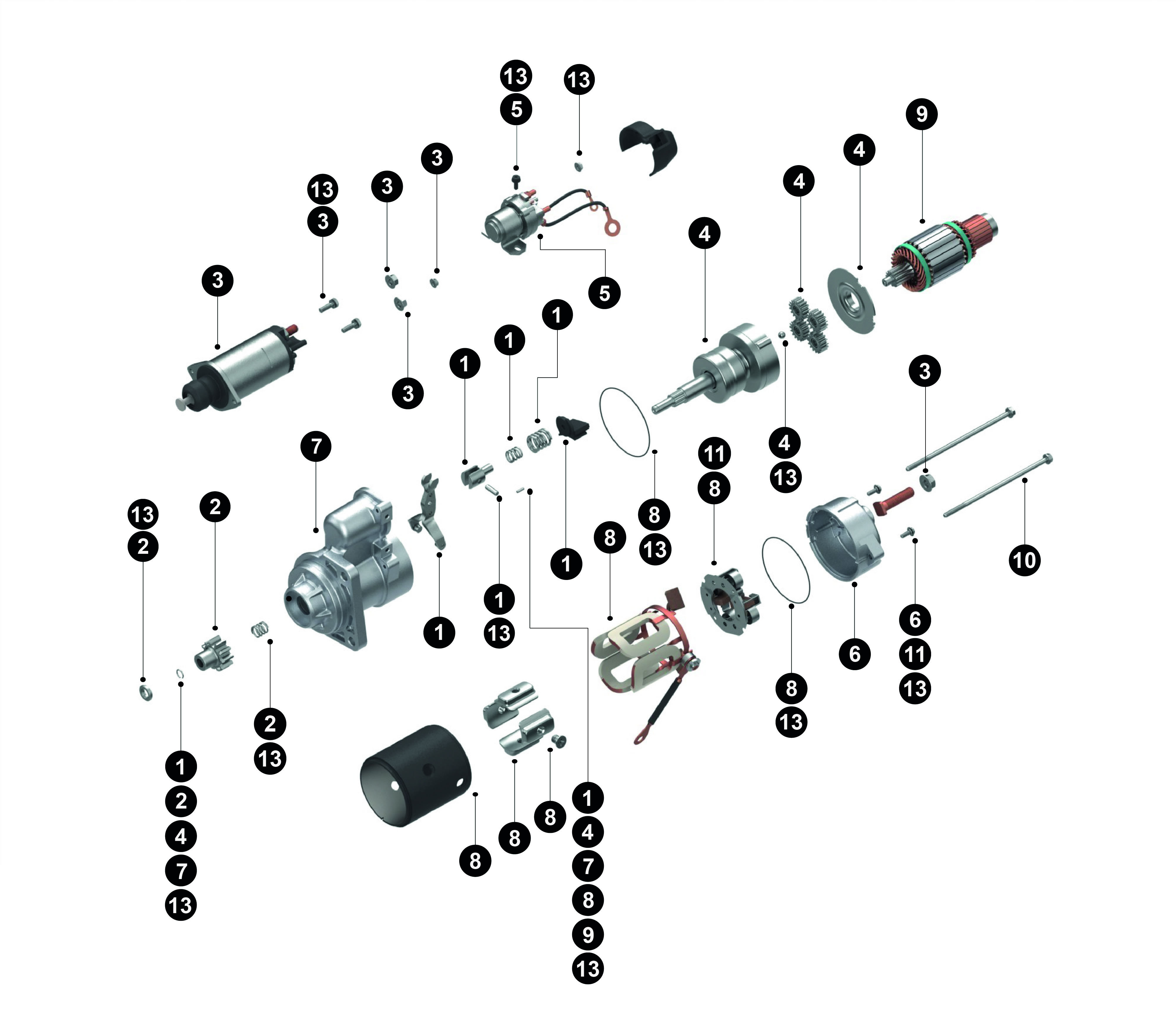 19011400 29MT  Starter Motor service parts